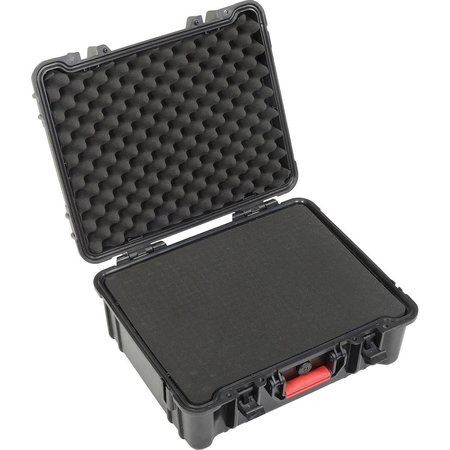 GLOBAL INDUSTRIAL Waterproof Hard Case w/Pinche Tear Foam, 20L x 16-3/4W x 9-7/16H, Black 493401